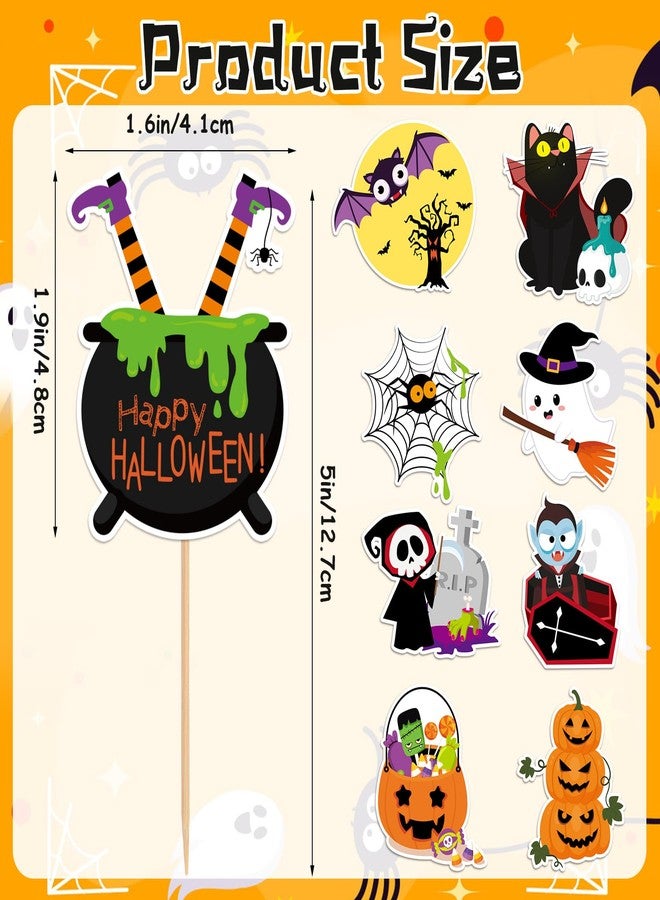 SANNIX 72 Pcs Halloween Cupcake Toppers Food Picks Pumpkin Bat Ghost Toothpicks for Halloween Decorations Birthday Party Decor Supplies Cake Food Appetizer Decor - Image 2