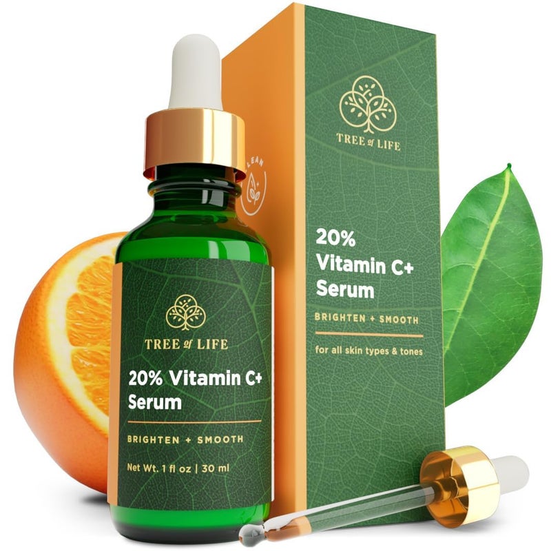 Tree of Life Beauty Hydrating Facial Serum - Super 20% Vitamin C+ with Vitamin E - Brightening & Smoothing for Dry/Sensitive Skin - Anti-Aging & Dark Spot Treatment - 1 Fl Oz - Image 1