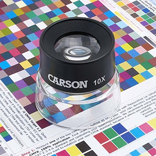 Carson LumiLoupe 10X Power Black/Clear Stand Magnifier, Ambient Light, 1.0 inch Lens Diameter, 2.0 inch Base Diameter, 2.0 x 1.75 x 2.0 inches, 0.05 kg - Image 2