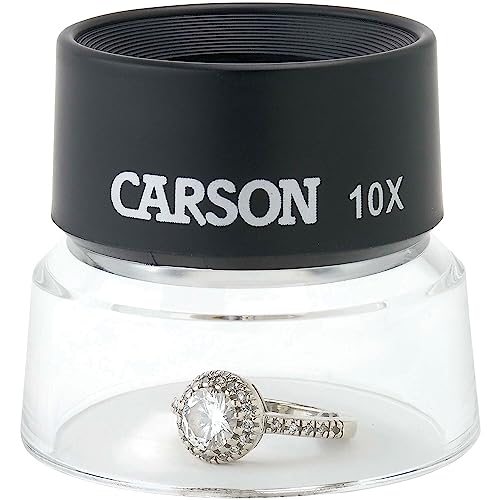 Carson LumiLoupe 10X Power Black/Clear Stand Magnifier, Ambient Light, 1.0 inch Lens Diameter, 2.0 inch Base Diameter, 2.0 x 1.75 x 2.0 inches, 0.05 kg - Image 4