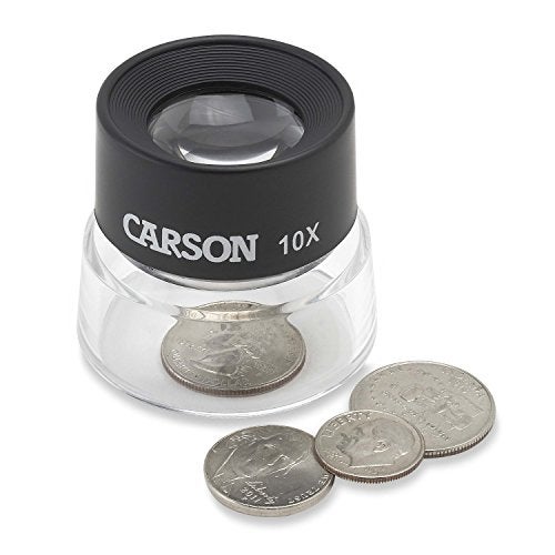 Carson LumiLoupe 10X Power Black/Clear Stand Magnifier, Ambient Light, 1.0 inch Lens Diameter, 2.0 inch Base Diameter, 2.0 x 1.75 x 2.0 inches, 0.05 kg - Image 5