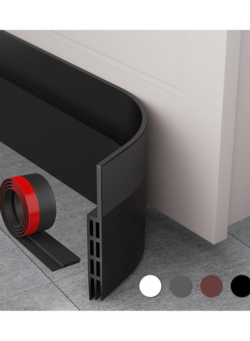 SYKON Door Seal Strip, Door Draft Stopper Under Door Seal for Exterior/Interior Doors, Door Sweep Strip Under Door Draft Blocker, Soundproof Door Bottom Weather Stripping1 Meter (Black) - Image 1