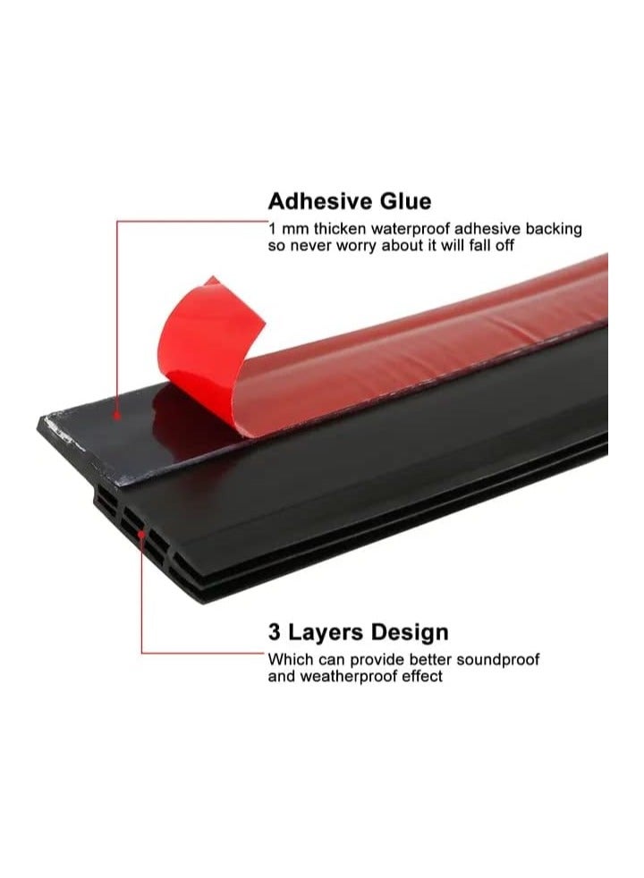 SYKON Door Seal Strip, Door Draft Stopper Under Door Seal for Exterior/Interior Doors, Door Sweep Strip Under Door Draft Blocker, Soundproof Door Bottom Weather Stripping1 Meter (Black) - Image 2