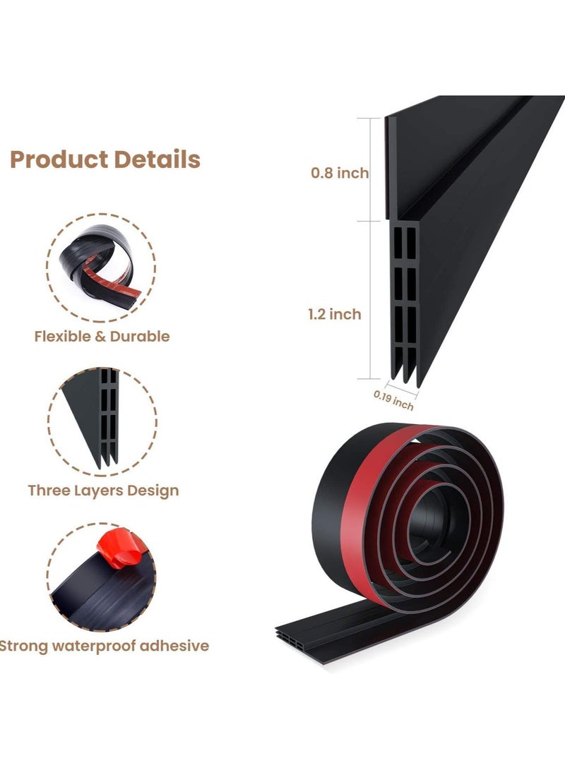 SYKON Door Seal Strip, Door Draft Stopper Under Door Seal for Exterior/Interior Doors, Door Sweep Strip Under Door Draft Blocker, Soundproof Door Bottom Weather Stripping1 Meter (Black) - Image 3
