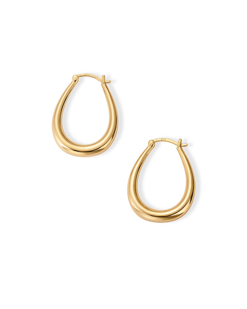 PAVOI 14K Yellow Gold Plated 925 Sterling Silver Posts Oval Chunky Hoop Earrings for Women - Trendy Statement Thick Gold Hoops - Lightweight Dangle Earrings - Image 3