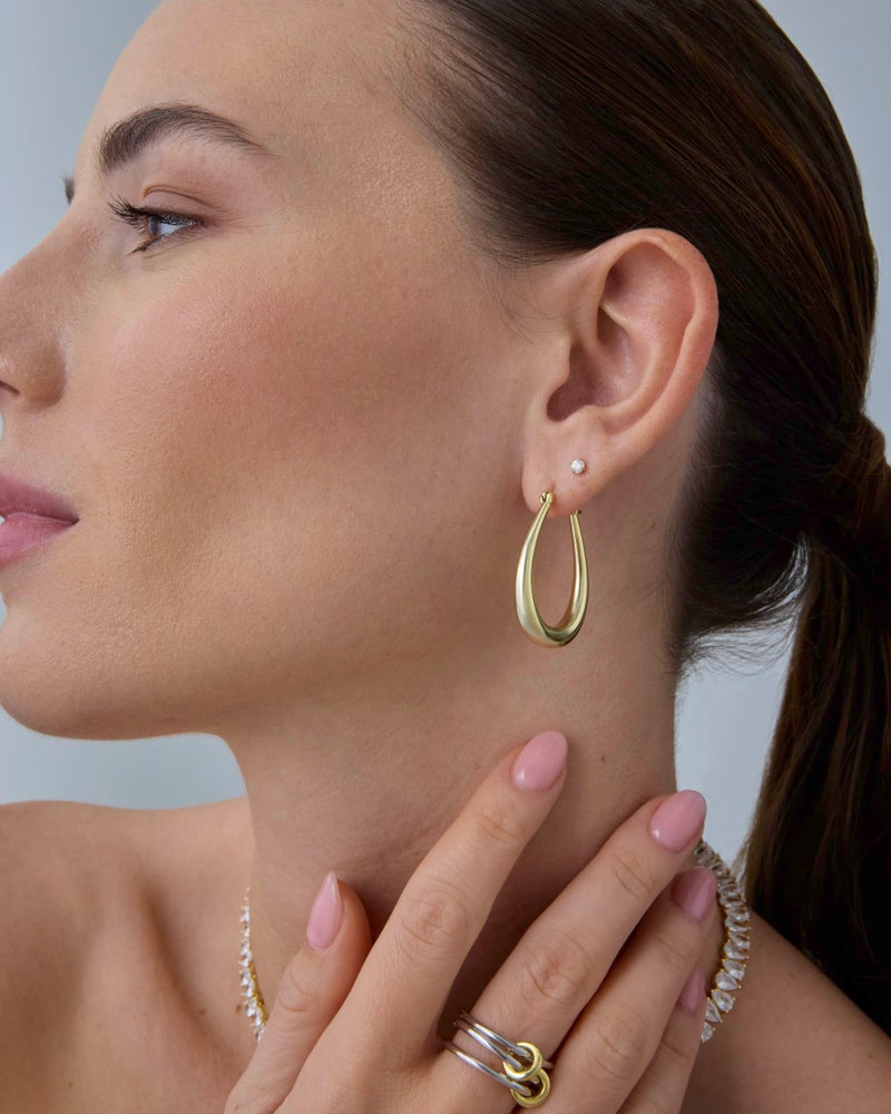 PAVOI 14K Yellow Gold Plated 925 Sterling Silver Posts Oval Chunky Hoop Earrings for Women - Trendy Statement Thick Gold Hoops - Lightweight Dangle Earrings - Image 4