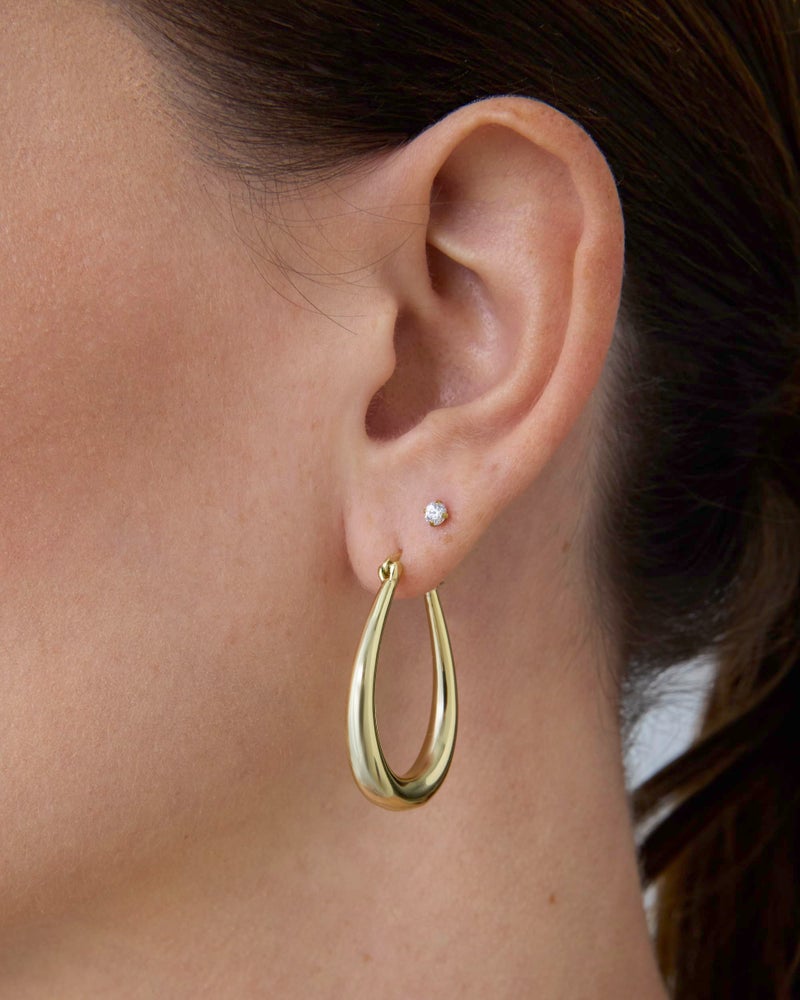 PAVOI 14K Yellow Gold Plated 925 Sterling Silver Posts Oval Chunky Hoop Earrings for Women - Trendy Statement Thick Gold Hoops - Lightweight Dangle Earrings - Image 2