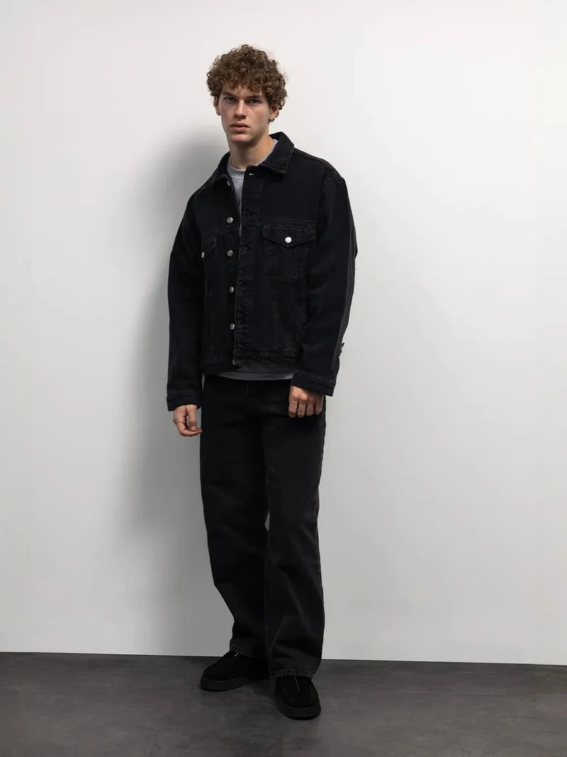 Giesto Black GIESTO Denim Buttoned Jacket with Pocket for Men | Best Price UAE