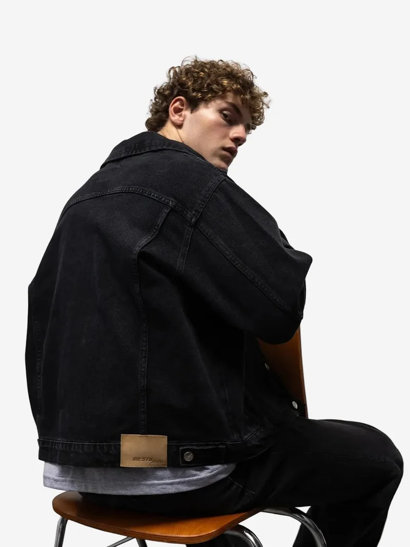 Giesto Black GIESTO Denim Buttoned Jacket with Pocket for Men | Best Price UAE