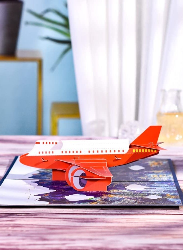 SOLARAE 3D Airplane Pop Up Card, Which Handmade Greeting Card for All Occasions Happy Birthday Anniversary Graduation Congratulations Fathers Day Retirement Get Well Pilots Plane Travelers - Image 2