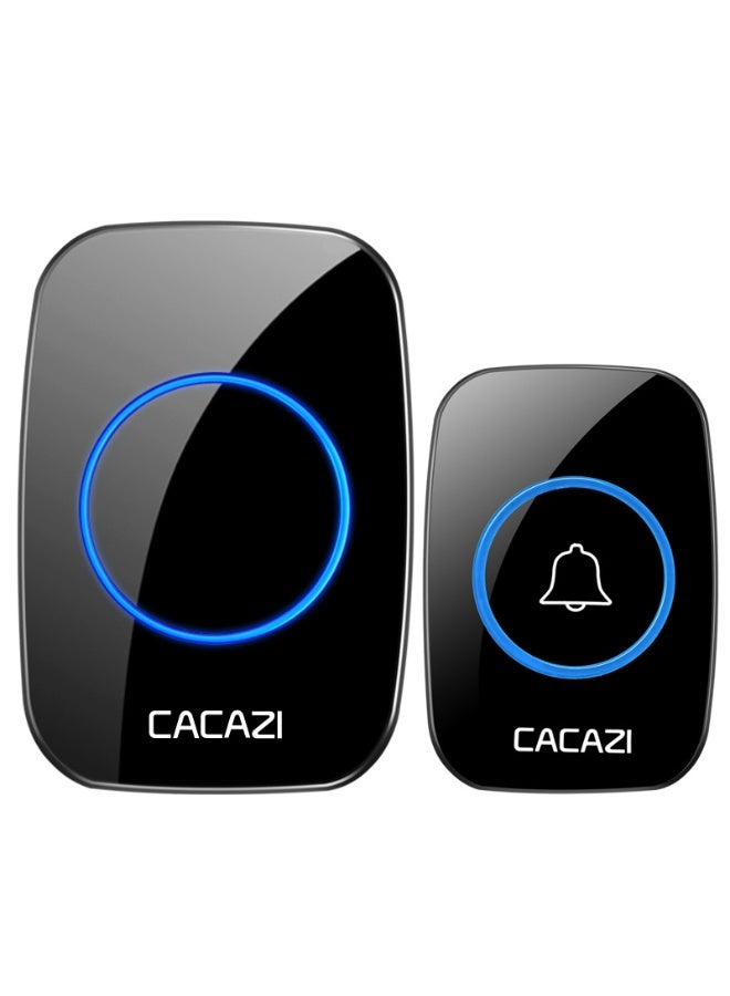 CACAZI Waterproof Wireless Doorbell with LED Flash, Over 1000 Feet Range, 60 Sounds and 5 Levels of Volume, Cordless Doorbell for Home, Office, Apartment, Hotel, Warehouse and Anti-Theft - Image 1