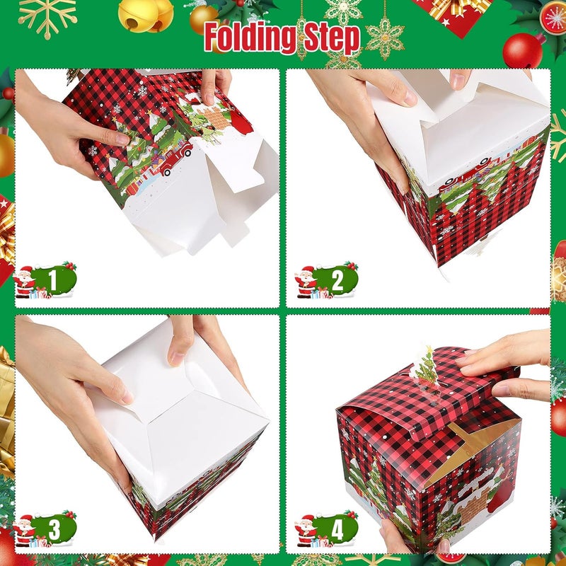 Pajean 24 قطعة صناديق هدايا عيد الميلاد 3D صندوق حلوى عيد الميلاد للأطفال صناديق كعك عيد الميلاد صناديق زينة ورقية سانتا كلوز لعيد الميلاد لوازم حفلات عيد الميلاد زينة شجرة عيد الميلاد ملونة - Image 3