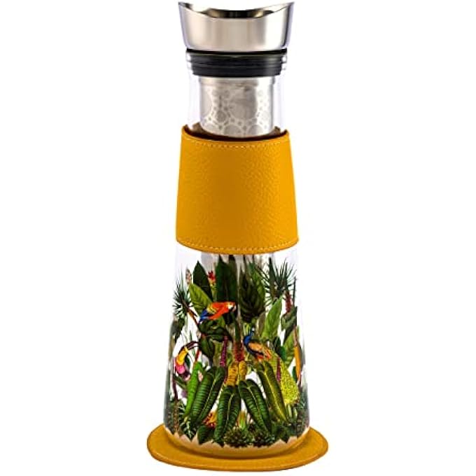 تيلاند زجاجة سفر آمنة للطعام وخالية من مادة BPA من بوروسيليكات إيف رينفورست مع غطاء وفلتر من الفولاذ المقاوم للصدأ لتحضير أوراق الشاي الأخضر والأسود العشبي أولونغ السائبة الساخنة والباردة سعة 125 لترًا - Image 1