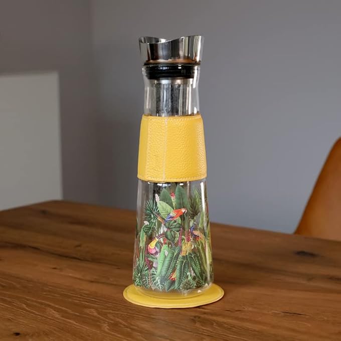 تيلاند زجاجة سفر آمنة للطعام وخالية من مادة BPA من بوروسيليكات إيف رينفورست مع غطاء وفلتر من الفولاذ المقاوم للصدأ لتحضير أوراق الشاي الأخضر والأسود العشبي أولونغ السائبة الساخنة والباردة سعة 125 لترًا - Image 5