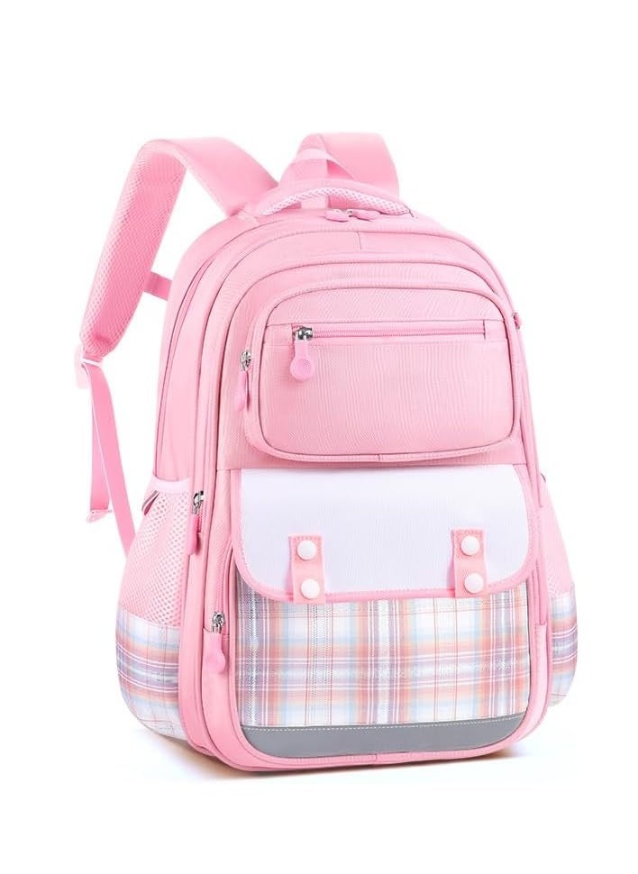 School Bag for Girls, Backpack for Elementary Middle School, Backpack for Girls, Lightweight Kids Backpacks for Students(Pink) 