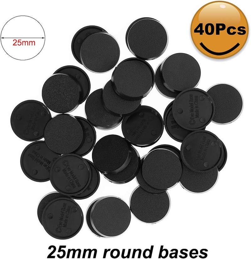 Evemodel MB325 40pcs Round Plastic Model Bases 25mm or 0.98inch for Gaming Miniatures or Wargames Table Games - Image 4