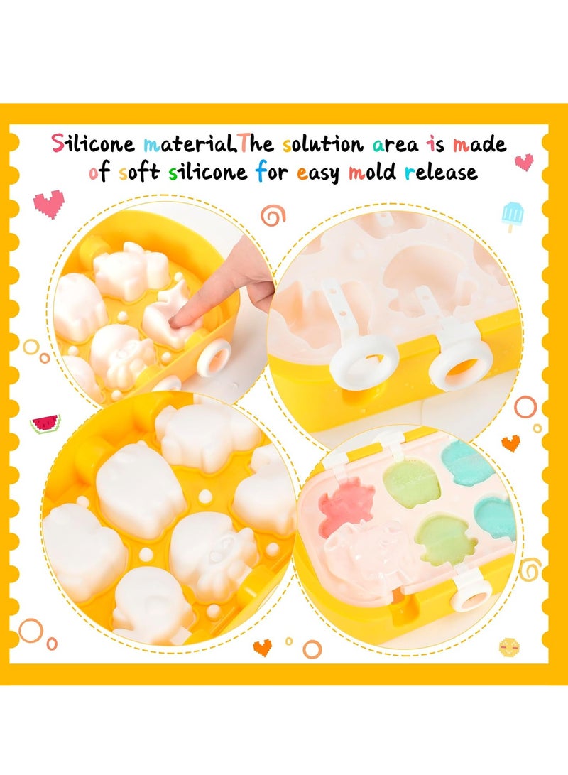 YelaJoy Popsicle Molds Homemade,  Reusable Easy-Off Popsicle Molds with Cartoon Shape, Easy Release Baby Ice Pop Molds for Toddlers (Yellow) - Image 4