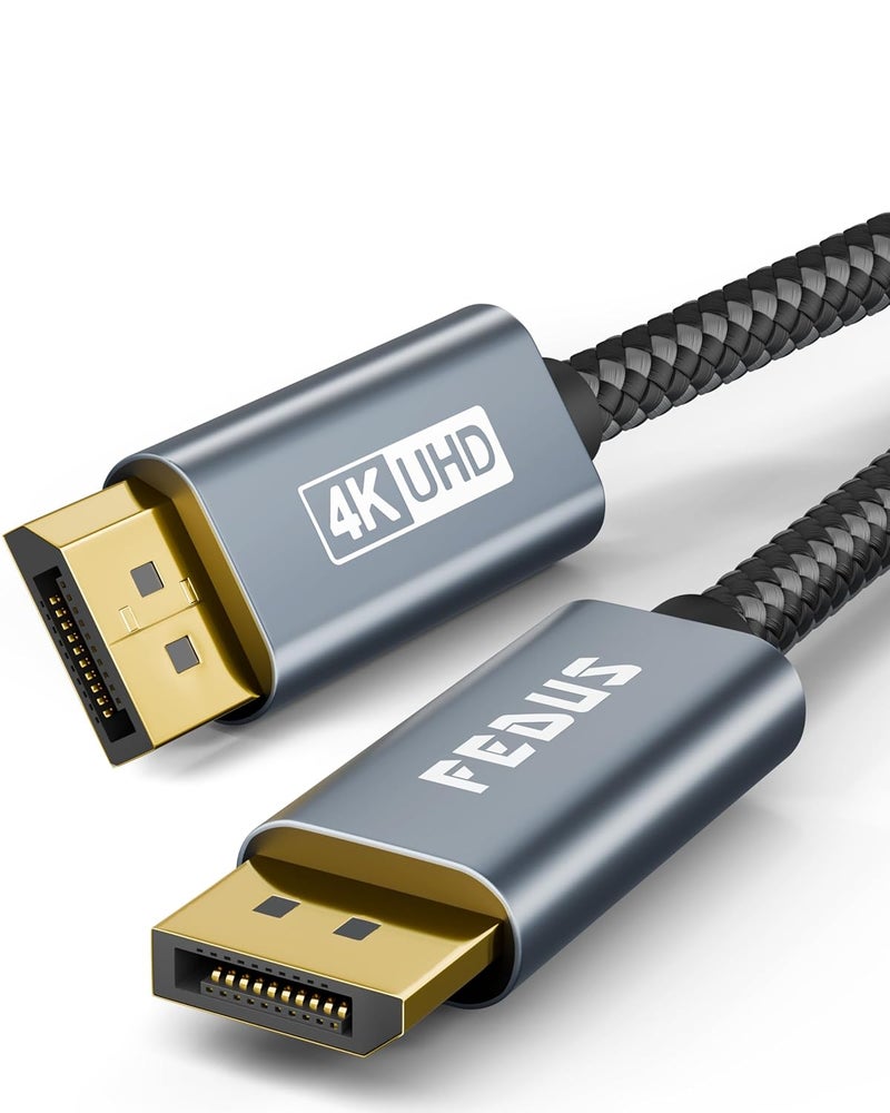 FEDUS كابل ديسبلاي بورت 4K، 5 متر كابل DP إلى DP [معتمد 4K@60Hz، 2K@240Hz، 1080@240Hz] كابل ديسبلاي بورت متوافق مع اللابتوب، الكمبيوتر، شاشة الألعاب، بطاقة الرسوميات، رمادي - Image 1