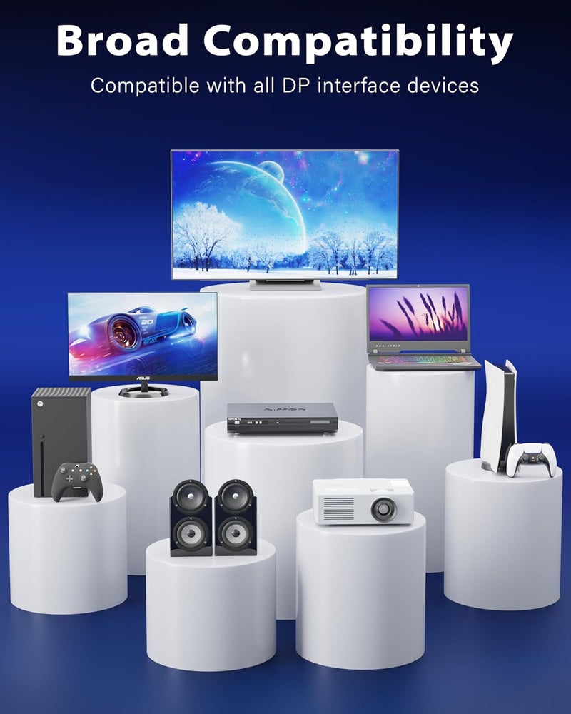 FEDUS كابل ديسبلاي بورت 4K، 5 متر كابل DP إلى DP [معتمد 4K@60Hz، 2K@240Hz، 1080@240Hz] كابل ديسبلاي بورت متوافق مع اللابتوب، الكمبيوتر، شاشة الألعاب، بطاقة الرسوميات، رمادي - Image 2