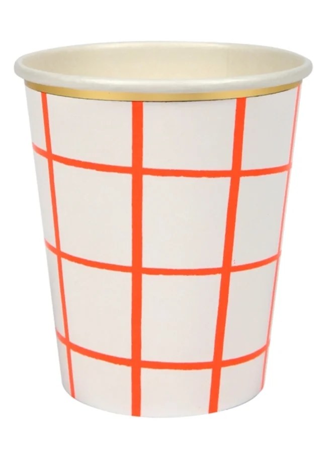 Meri Meri Neon Coral Grid Cups