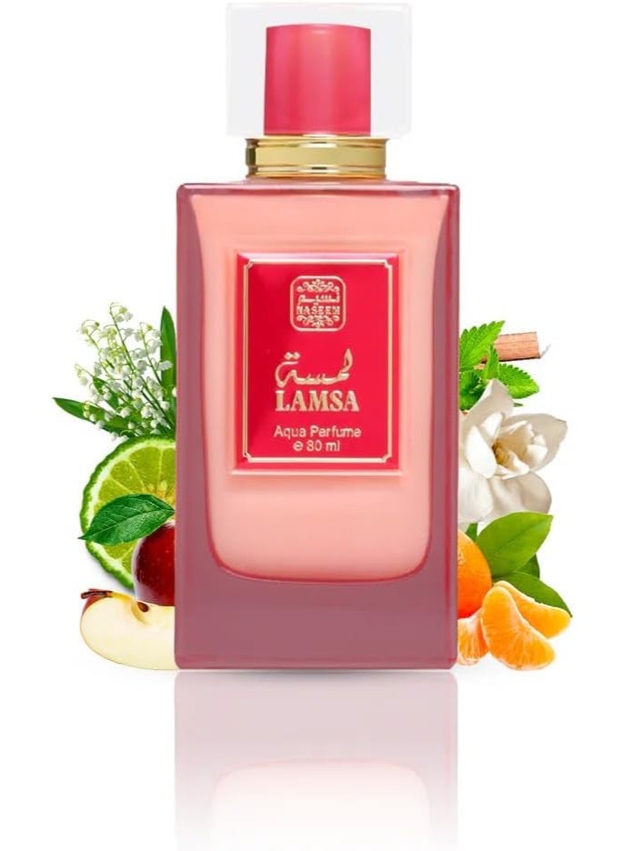 Naseem Lamsa Aqua Perfume 80ml - Discover a Luxurious Blend of Sweet Apples, Blooming Blossoms, Spicy Sandalwood, & Tangy Oranges for an elegant, Long-Lasting Fragrance Experience - Image 1