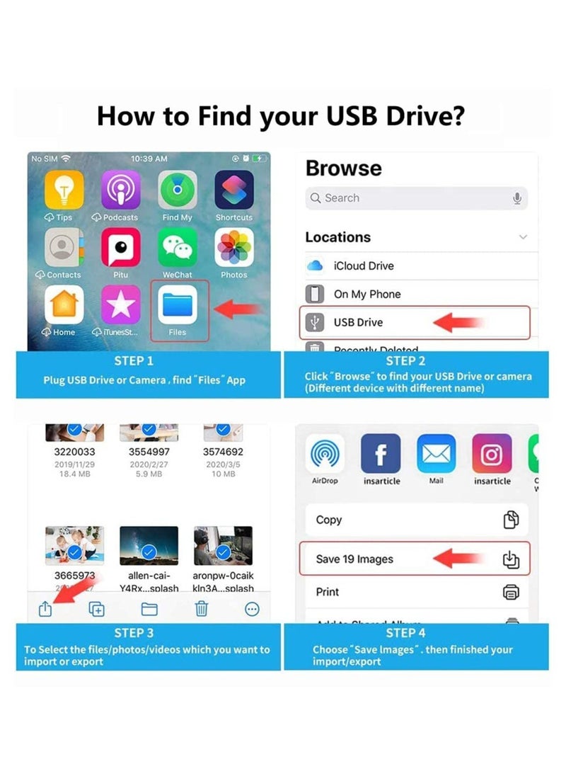 USB Camera Adapter, USB 3.0 OTG Cable for iPhone/iPad to Connect Card Reader, USB Flash Drive, U Disk, Keyboard, Mouse, Hubs, MIDI, Plug & Play