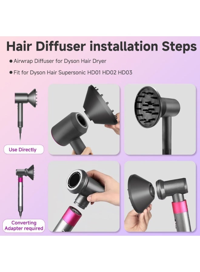 Hair Diffuser Attachment for Dyson Airwrap, Upgraded Diffuser Nozzle Compatible with Airwrap Styler, Diffuser Attachment for Airwrap HS01/HS05, for Replacement Part NO.973365-01, Grey - Image 4