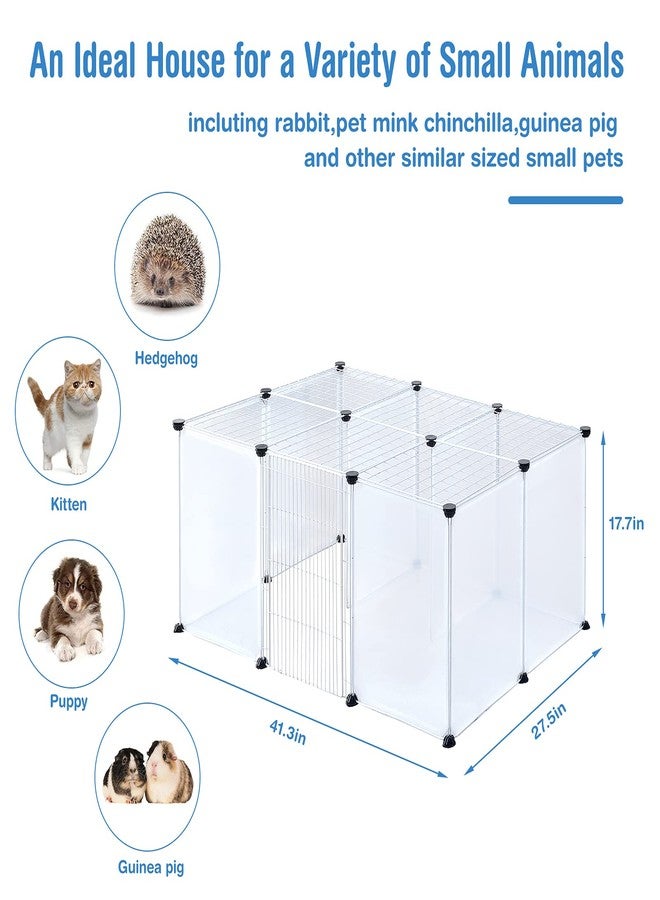 BRIAN & DANY قفص لعب للحيوانات الأليفة من بريان وداني، سياج بلاستيكي محمول للحديقة للحيوانات الصغيرة مع باب، 18 لوحة، 17.7 × 13.8 بوصة، لون دخاني - Image 2