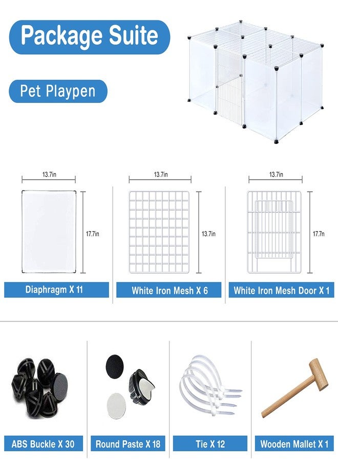 BRIAN & DANY قفص لعب للحيوانات الأليفة من بريان وداني، سياج بلاستيكي محمول للحديقة للحيوانات الصغيرة مع باب، 18 لوحة، 17.7 × 13.8 بوصة، لون دخاني - Image 4