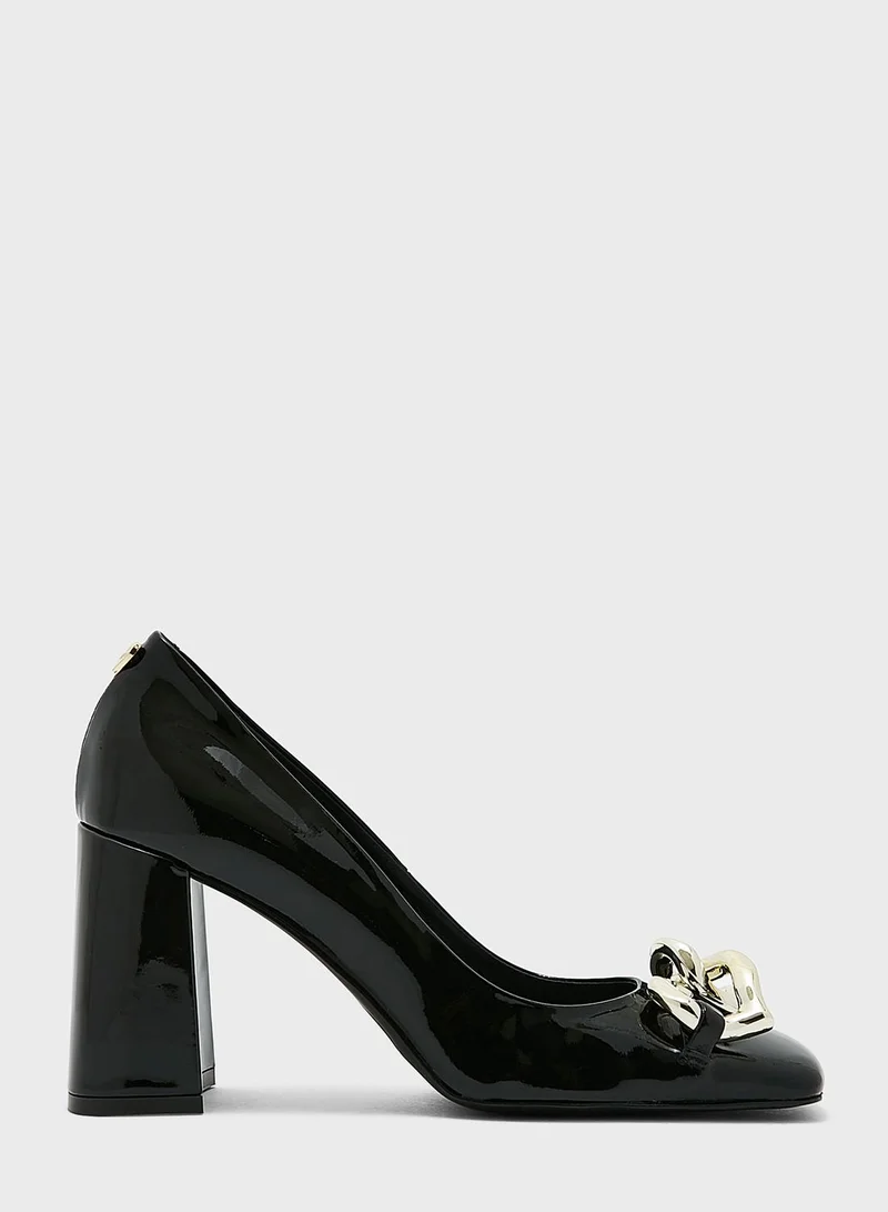 Love Moschino Heart Chain Block Heel Pumps