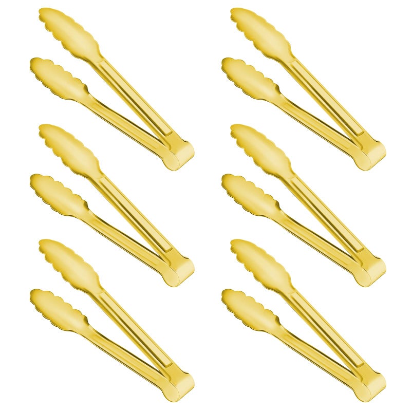 Gisly 6Piece Gold Serving Tongs Gold Serving Utensils Stainless Steel Gold Plated Buffet Serving TongsSalad Buffet Tongs9 Inch