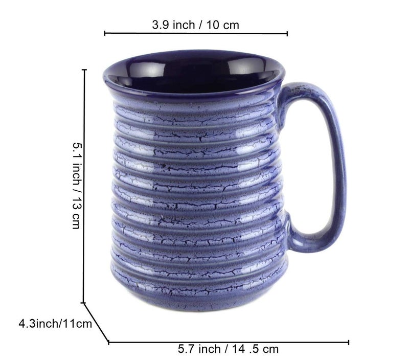 Reyavi Ceramic Beer Mug Large Mugs for Coffee Milk Smoothie and Shake Microwave Dishwasher Oven Safe Set of 2 440ml - Image 2