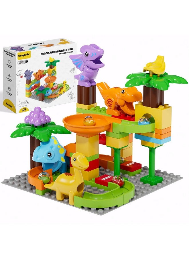 burgkidz Kid Marble Run Building Blocks Dinosaur, Montessori Learning Stem Toy Bricks Maze Puzzle Set Race Track Compatible With Major Brands For Age 3 4 5 6 7 8+ Boys Girls Gift 67Pcs - Image 1