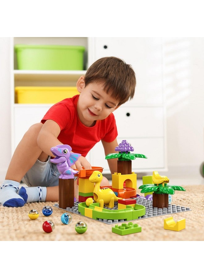 burgkidz Kid Marble Run Building Blocks Dinosaur, Montessori Learning Stem Toy Bricks Maze Puzzle Set Race Track Compatible With Major Brands For Age 3 4 5 6 7 8+ Boys Girls Gift 67Pcs - Image 5