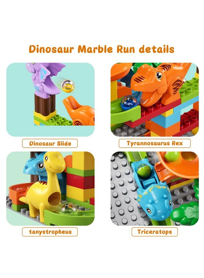burgkidz Kid Marble Run Building Blocks Dinosaur, Montessori Learning Stem Toy Bricks Maze Puzzle Set Race Track Compatible With Major Brands For Age 3 4 5 6 7 8+ Boys Girls Gift 67Pcs - Image 2