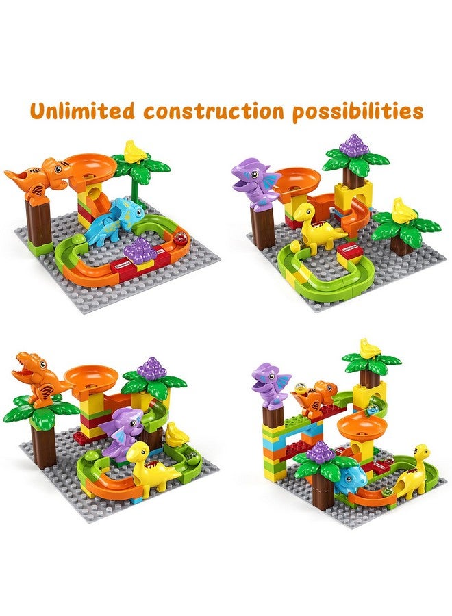 burgkidz Kid Marble Run Building Blocks Dinosaur, Montessori Learning Stem Toy Bricks Maze Puzzle Set Race Track Compatible With Major Brands For Age 3 4 5 6 7 8+ Boys Girls Gift 67Pcs - Image 4