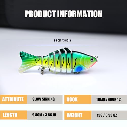EXAURAFELIS 5pcs 7 Segment Multi-Jointed Swimbaits Fishing Lures for Bass Trout Perch Slow Sinking Lifelike Fishing Lure Kit Swimming Lures Freshwater Saltwater - Image 3