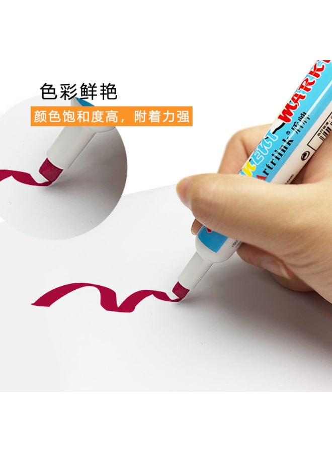 Shield Kidsren's 12-colorful Marker Pen Acrylic Stackable Colorful Student Large-capacity Watercolorful Pen Colorful Painting Brush Stationery - Image 3