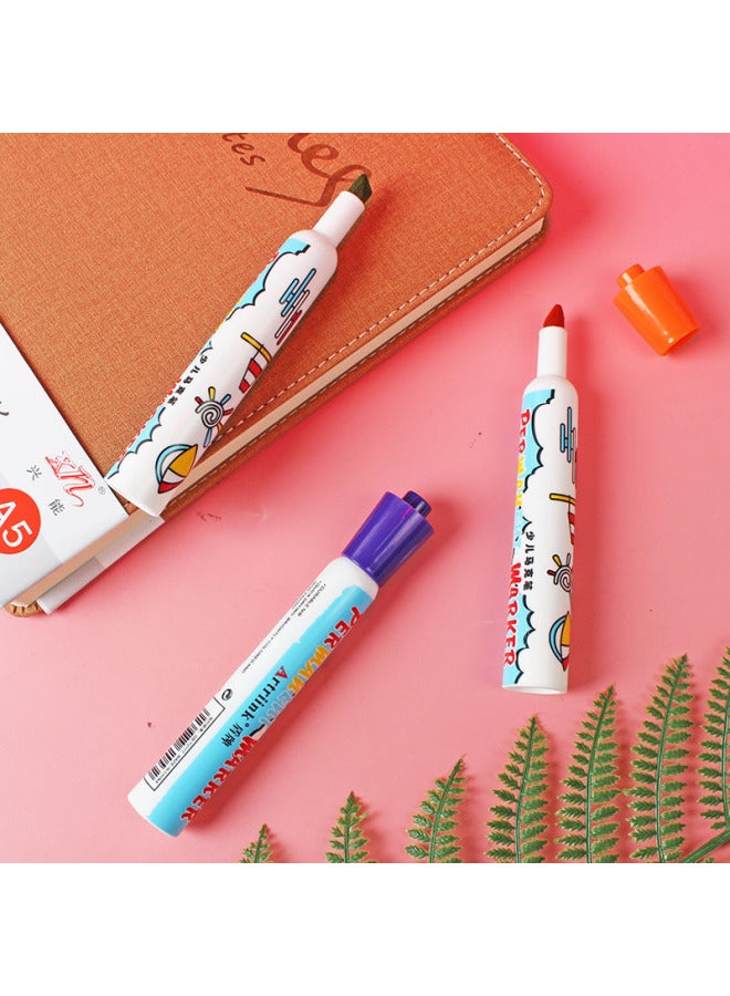 Shield Kidsren's 12-colorful Marker Pen Acrylic Stackable Colorful Student Large-capacity Watercolorful Pen Colorful Painting Brush Stationery - Image 4