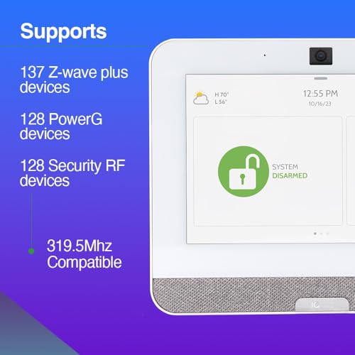 Qolsys لوحة Qolsys IQ 4: نظام أمان منزلي ذكي لاسلكي للإنذار لحماية المنزل وأتمتة المنزل. سهولة التكامل مع أليكسا، إنذارات النوافذ، الكاميرات والمزيد. 319.5 ميغاهرتز - Image 5