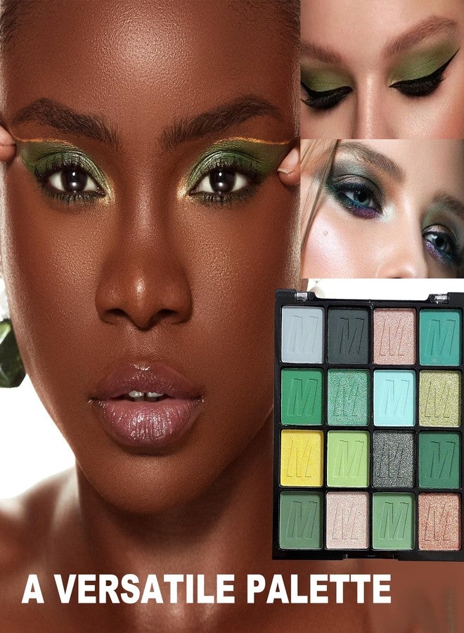 RoseFlower 16 Colors Green Eyeshadow Palette, Green Eyeshadow with Metallic and Matte Finishes, High-Pigment Eye Makeup Pallet with a Long-Wearing Formula, Eyeshadow Pallet for Halloween Parties Christmas - Image 5