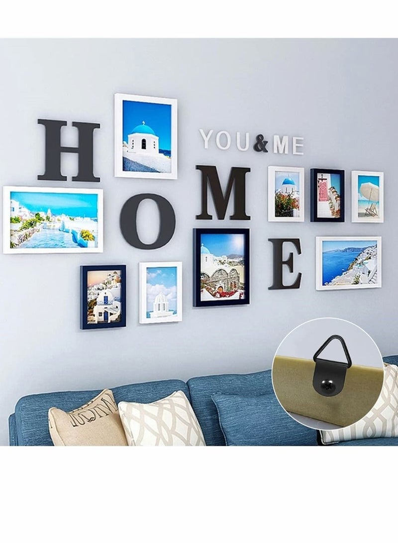 Y&D 100 Pcs Picture Hooks Kit D Ring Frame Hanging Hangers Canvas Hook Wall Bracket Hanger with Screws for Mirrors, Hanging, Artwork, Hook, Black - Image 5