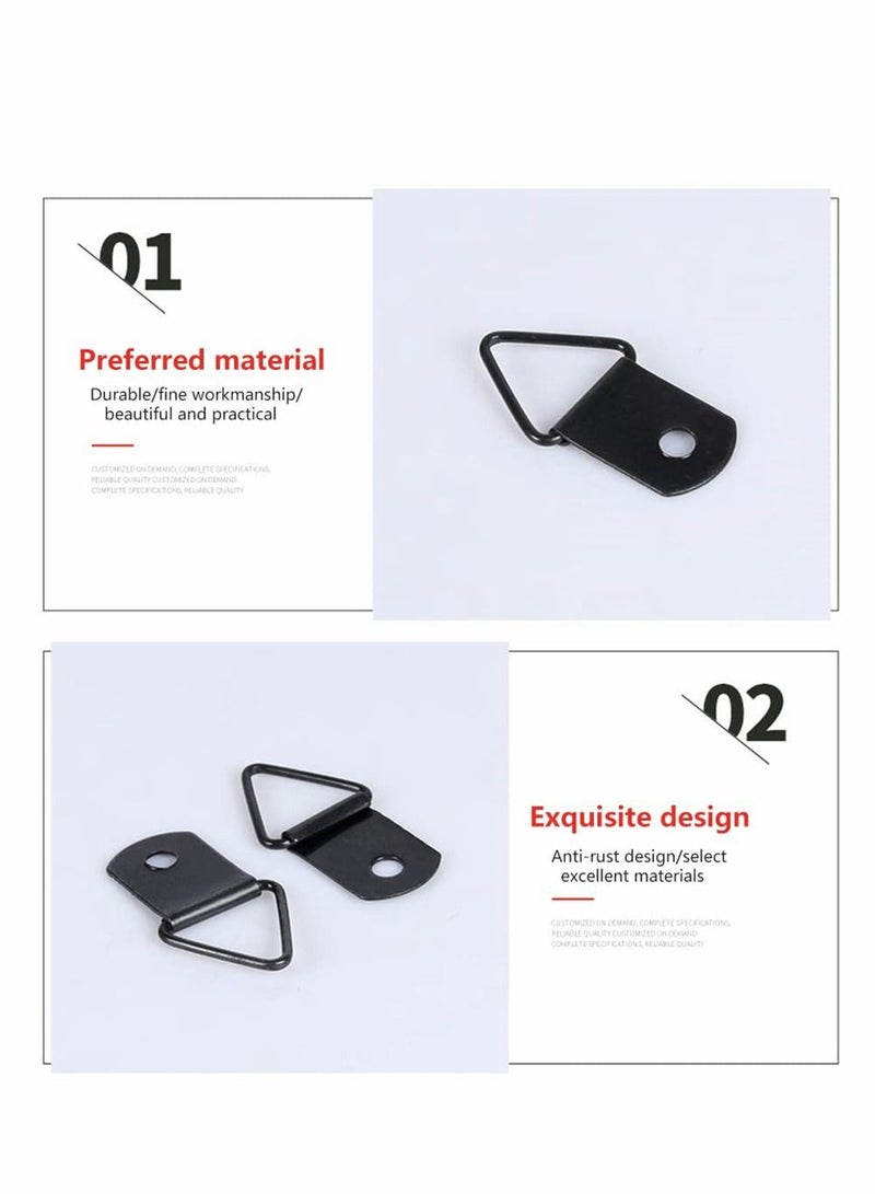 Y&D 100 Pcs Picture Hooks Kit D Ring Frame Hanging Hangers Canvas Hook Wall Bracket Hanger with Screws for Mirrors, Hanging, Artwork, Hook, Black - Image 4