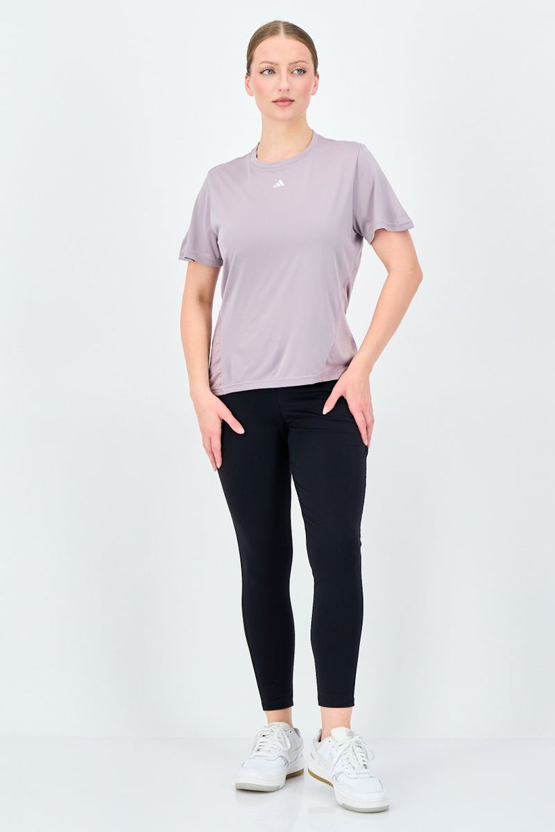Adidas Women Sportswear Fit Short Sleeve Training Tops, Lilac - Image 4