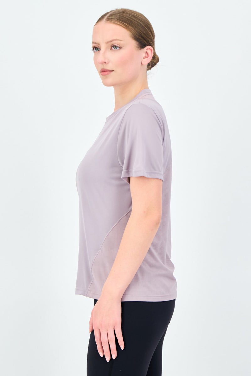 Adidas Women Sportswear Fit Short Sleeve Training Tops, Lilac - Image 2