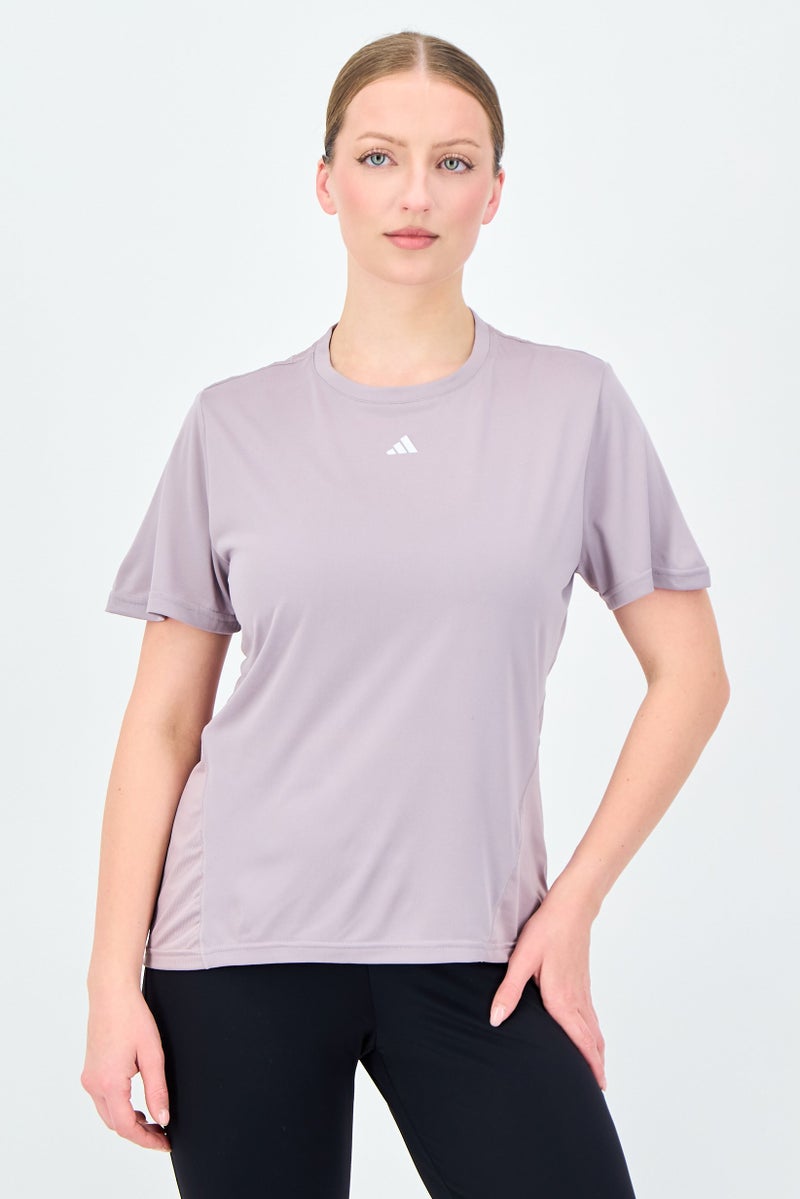 Adidas Women Sportswear Fit Short Sleeve Training Tops, Lilac - Image 1