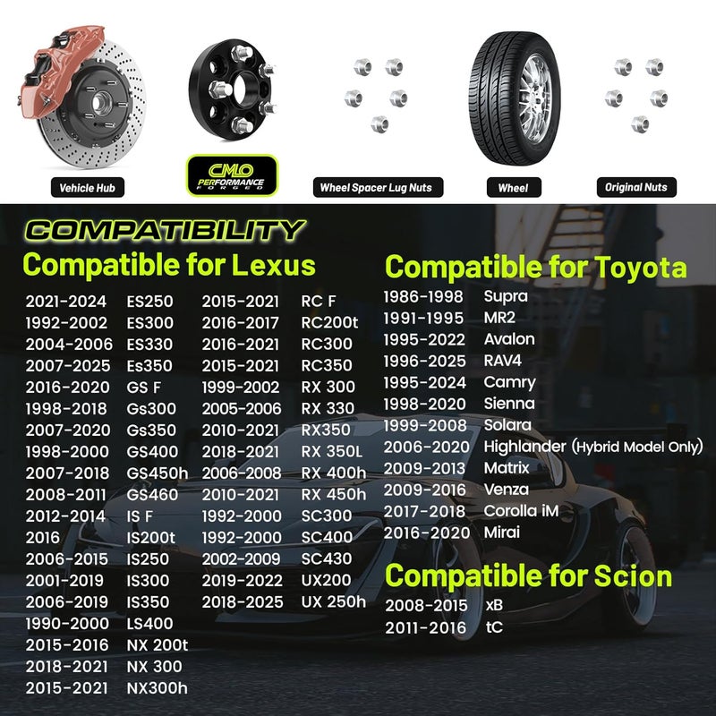 Customadeonly 15mm Black Hubcentric Wheel Spacers 5x114.3 for Lexus and Toyota Models - Image 3