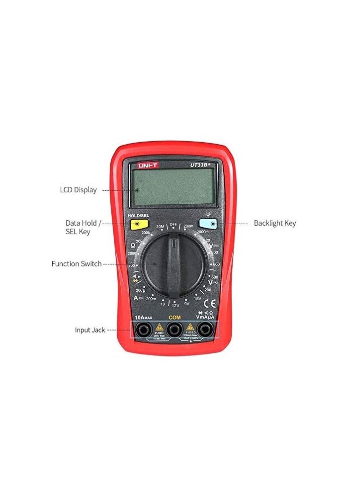 UNI-T UT33B+ Digital Multimeter with Battery Test Feature - Image 2