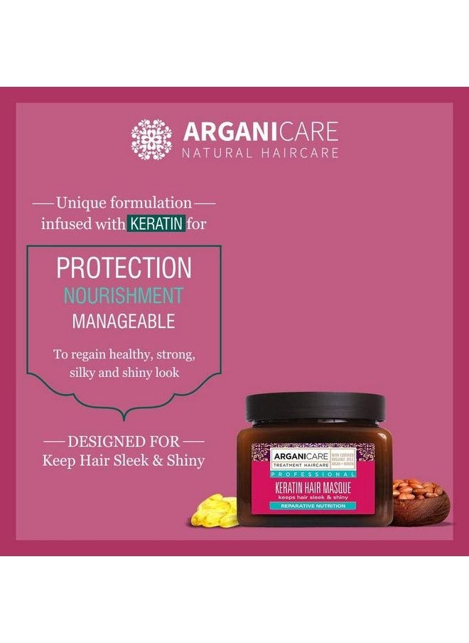 Arganicare Professional Keratin Nourishing Hair Masque With Certified Organic Argan Oil For Dry And Damaged Hair 500Ml  - Image 4