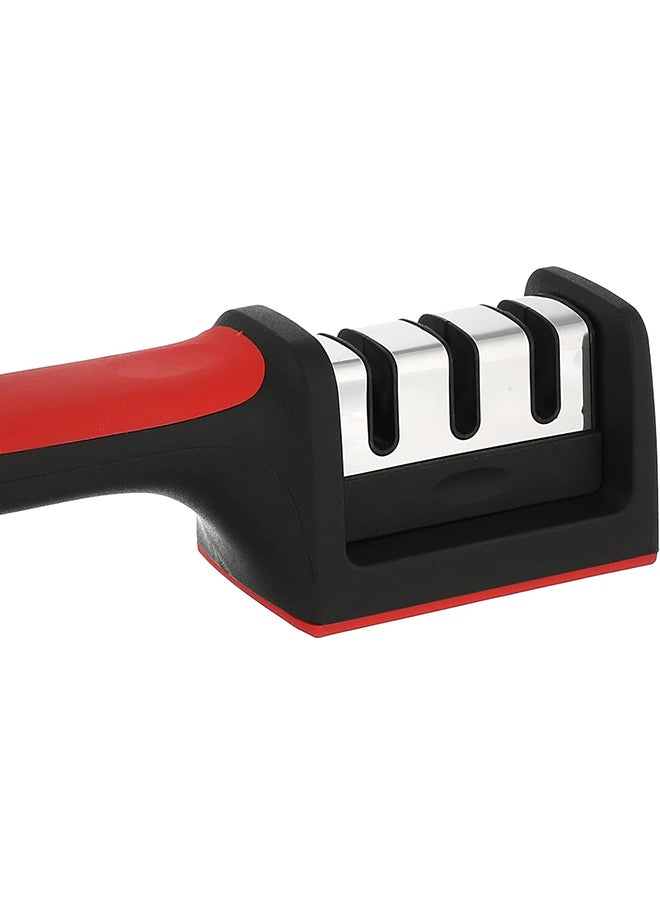 Generic - Other Stainless Steel Knife Sharpener With Plastic Handle And 3 Stage Sharping System Black Red - Image 1